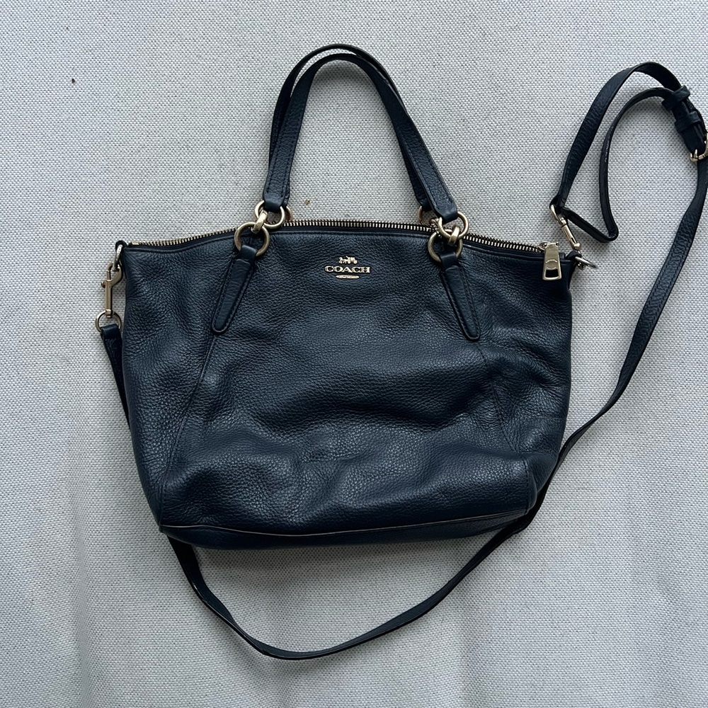 Coach Navy Pebbled Leather Crossbody / Satchel